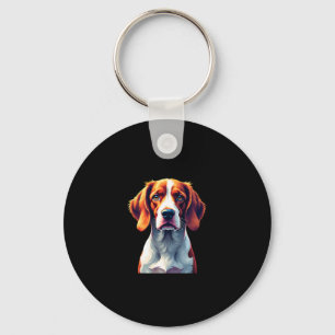 French Brittany Spaniel Mum Dad Dog Face Pop Art C Key Ring