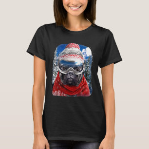 French Bull Dog In Winter Ski Snowboarding Wear T-Shirt