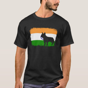French bull dog India Indian flag frenchies bulldo T-Shirt