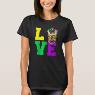 French Bull Dog Mardi Gras Mask Party T-Shirt