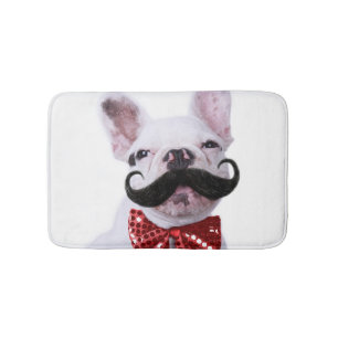 French Bull Dog Puppy With Moustache Bath Mat