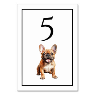 French Bull Dog Watercolor Table Number