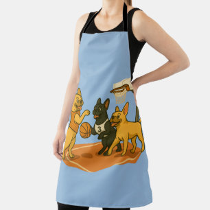 French Bull Dogs playing basketball. Apron