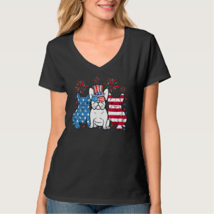 French Bulldog 4th Of July American Flag  Dog T-Shirt