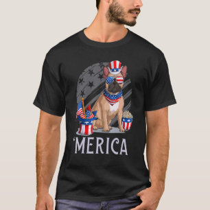 French Bulldog 4th Of July Merica   Uncle Sam Usa  T-Shirt