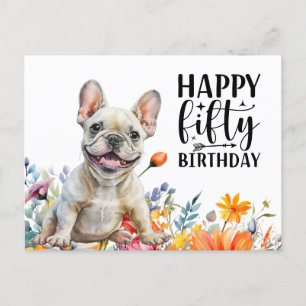 French Bulldog 50th Birthday Postcard