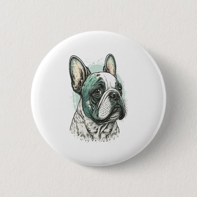 French bulldog 6 cm round badge (Front)