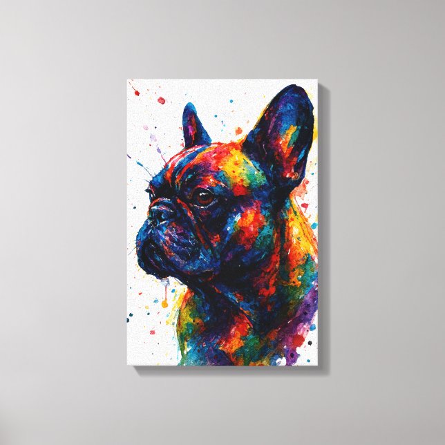 French Bulldog Abstract Portrait – Splatter Style Canvas Print (Front)
