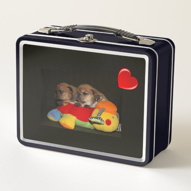 French Bulldog Adorable Puppies French Bulldog Metal Lunch Box (Front)