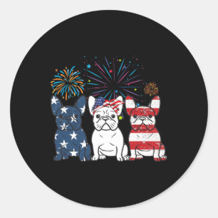 French Bulldog American Flag 4th Of July Independe Classic Round Sticker
