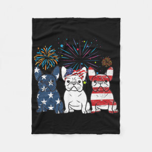 French Bulldog American Flag 4th Of July Independe Fleece Blanket