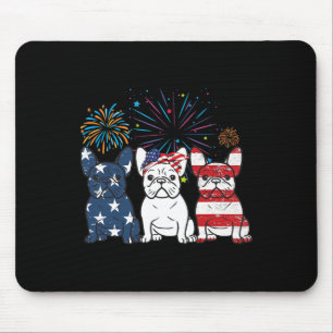 French Bulldog American Flag 4th Of July Independe Mouse Pad