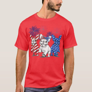 French Bulldog American Flag Frenchie 4th Of July  T-Shirt