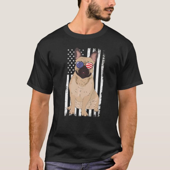 French Bulldog American Flag Patriot Bulldog 4th O T-Shirt (Front)