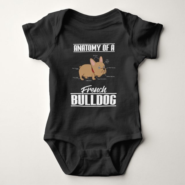 French Bulldog Anatomy Funny Dog Baby Bodysuit (Front)