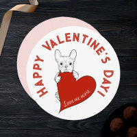 French Bulldog and a Heart Valentine's Day Card