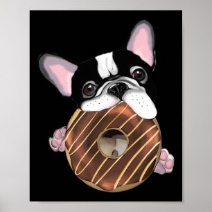 French Bulldog And Chocolate Doughnut Poster