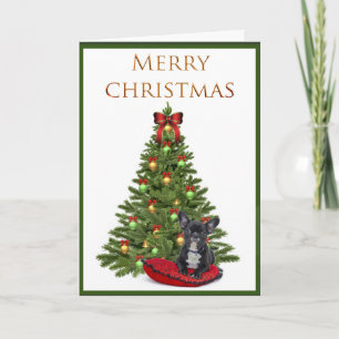 French Bulldog and Christmas Tree Holiday Card