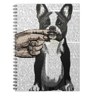 French Bulldog and Finger Moustache Spiral Notebook
