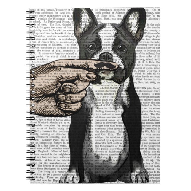 French Bulldog and Finger Moustache Spiral Notebook (Front)