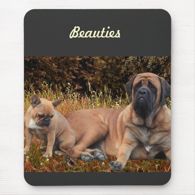 French Bulldog and Mastiff friends Mouse Pad (Front)