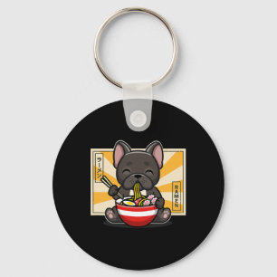 French Bulldog Anime Eating Noodle Key Ring