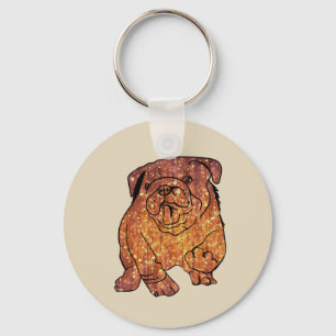 French Bulldog Art Basic Button Key Ring