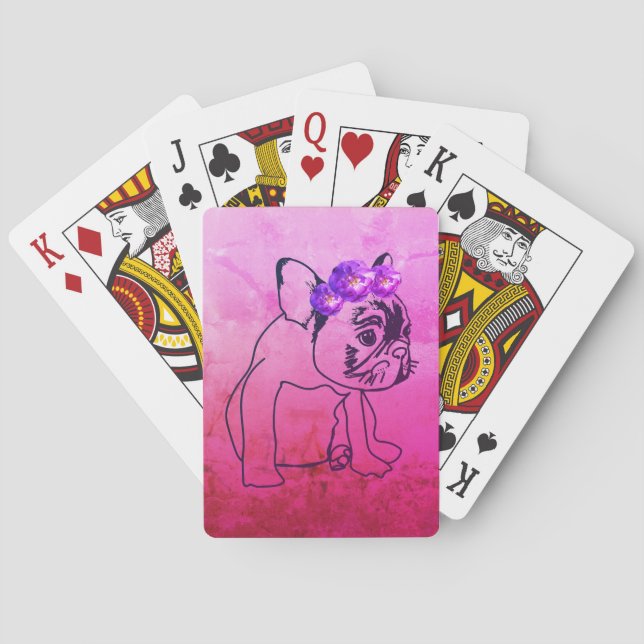 French Bulldog Art Drawing Playing Cards (Back)