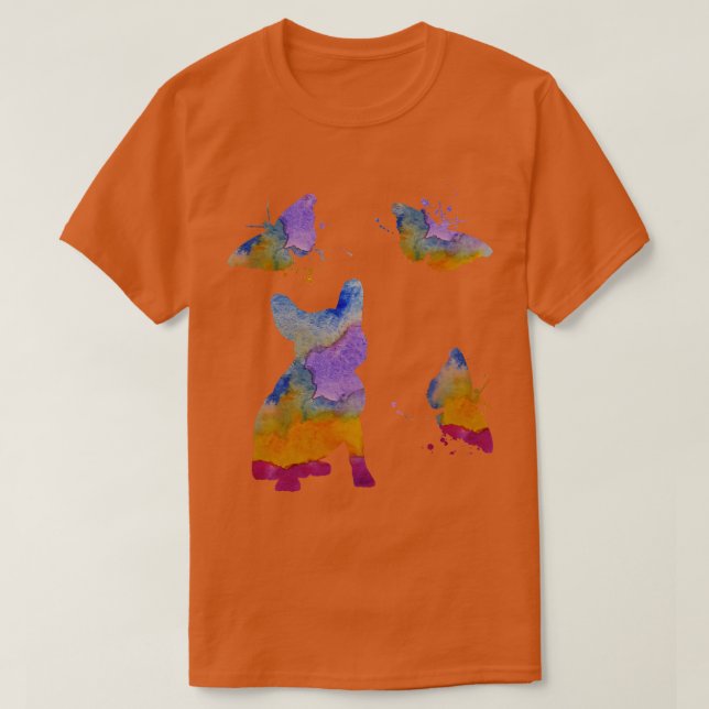French Bulldog Art Frenchie Dog Butterflies Art T-Shirt (Design Front)