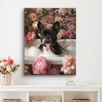 French Bulldog Art | Frenchie in Bathtub Bathroom