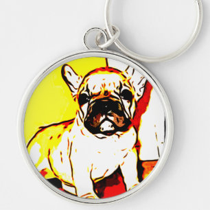 French Bulldog Art Key Ring