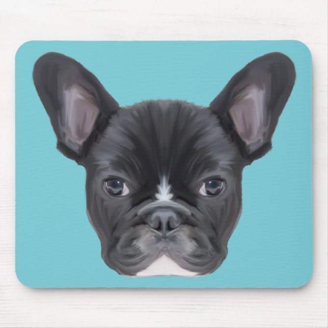 French Bulldog Art Portrait Mouse Pad (Front)