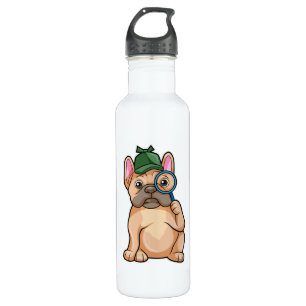 French bulldog as Detective with Magnifying glass 710 Ml Water Bottle