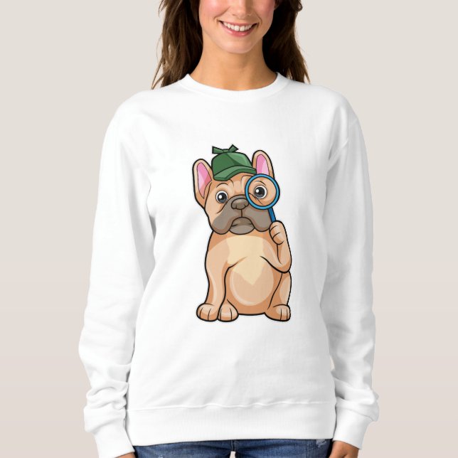 French bulldog as Detective with Magnifying glass Sweatshirt (Front)