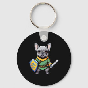 French Bulldog As Retro Video Game Character Key Ring