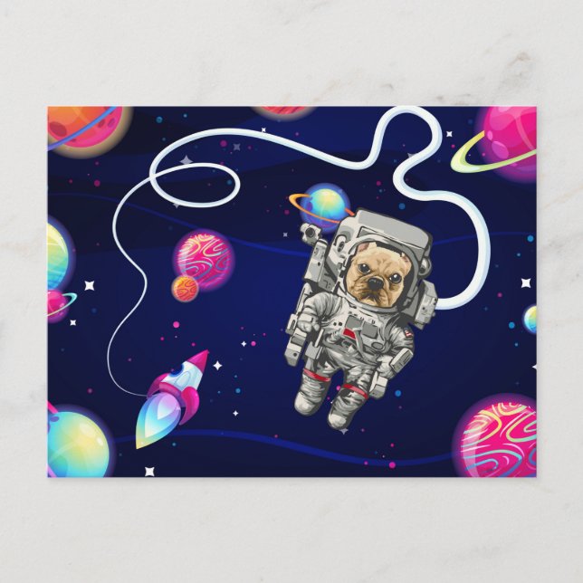French Bulldog Astronaut Space Explorer  Postcard (Front)