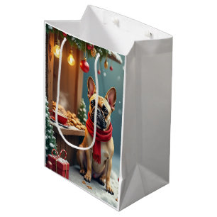 French Bulldog at Vintage Christmas Market Medium Gift Bag