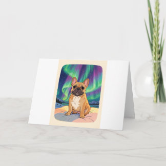French Bulldog Aurora night sky Greeting Card