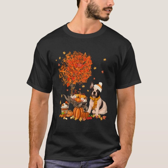 French Bulldog Autumn Fall Pumpkin Truck Mappe Tha T-Shirt (Front)