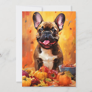 French Bulldog Autumn Thanksgiving  Card