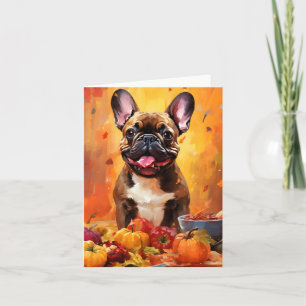 French Bulldog Autumn Thanksgiving  Card