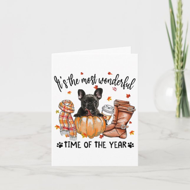 French Bulldog Autumn Thanksgiving Its The Most Wo Card (Front)