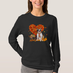 French Bulldog Autumn Tree Fall Leaves Pumpkin Dog T-Shirt