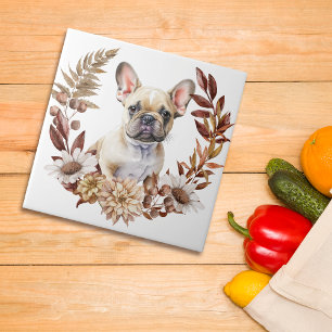 French Bulldog Autumn Wreath Tile