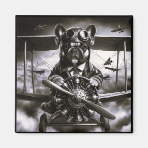 French Bulldog aviator magnet