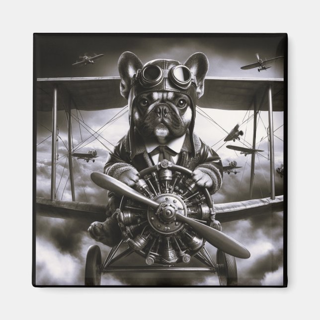 French Bulldog aviator magnet (Front)