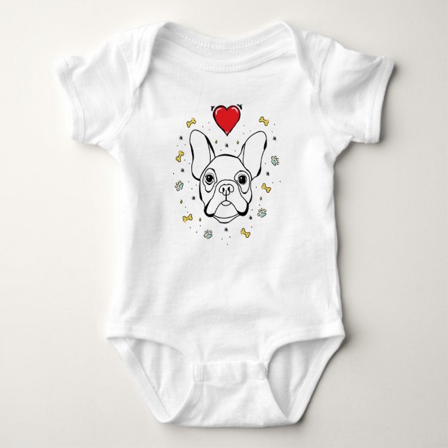 French bulldog baby bodysuit (Front)