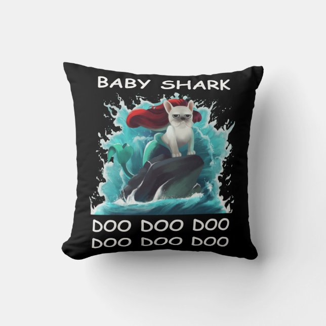 French Bulldog | Baby Shark Doo Doo Doo Cushion (Front)