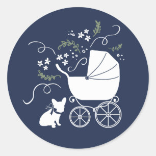 French Bulldog Baby Shower Envelope Seal Sticker