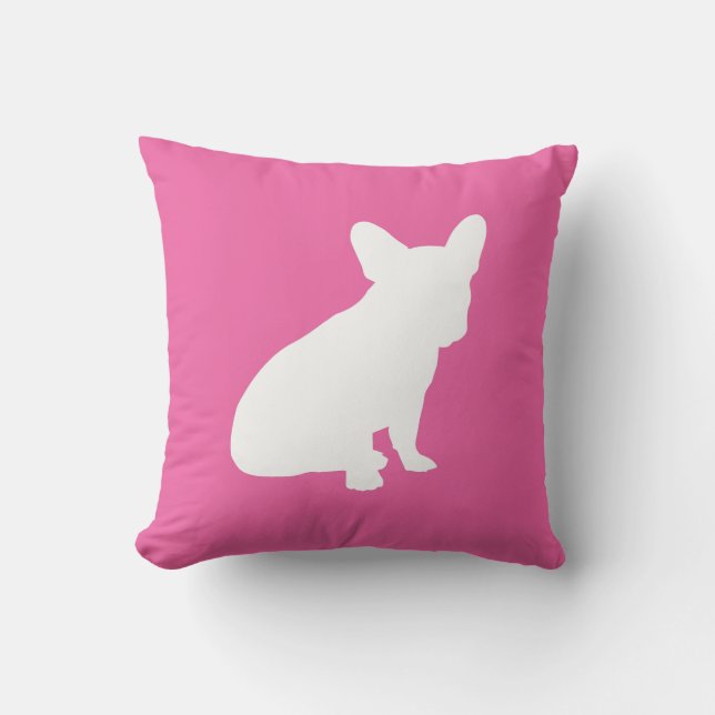 French Bulldog Baby Shower Frenchie Pink Cushion (Front)